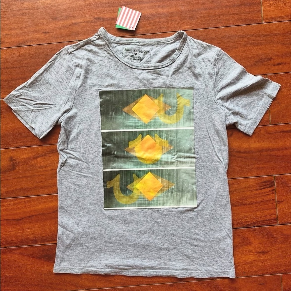 True Religion Graphic Tee Grey Logo Shirt Youth Large